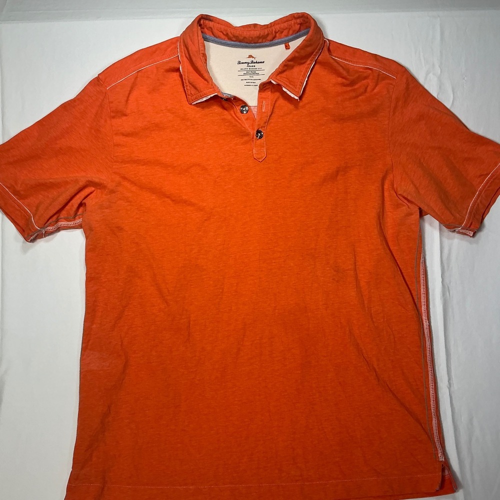 Tommy Bahama Jeans‎ Island Modern Fit Polo Shirt Orange Cotton XL